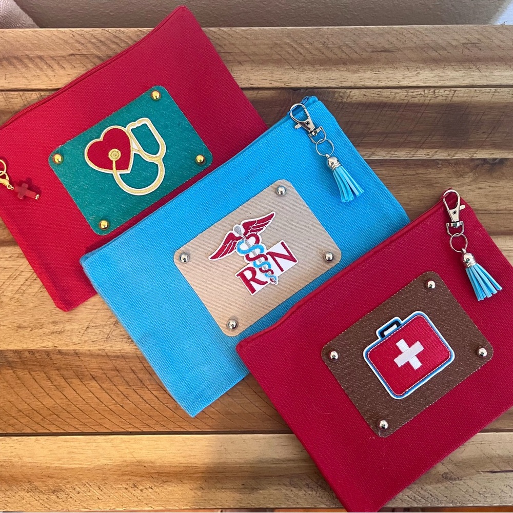 Red and Blue Medical Themed Pouches